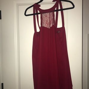 wine colored high neck dress
